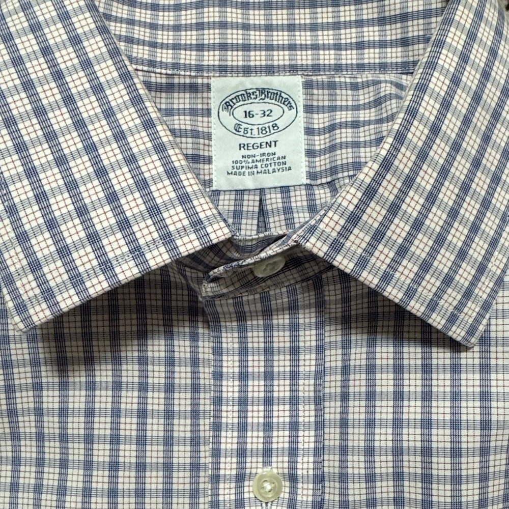 Brooks Brothers 🆕 Regent Supima Cotton Pin Checked No Iron Dress Shirt Sz 16/32